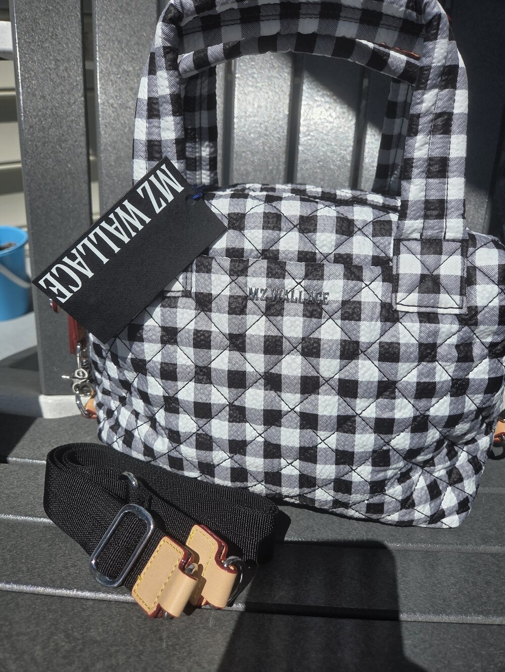 MZ Black/White Gingham Small Sutton Deluxe NWT